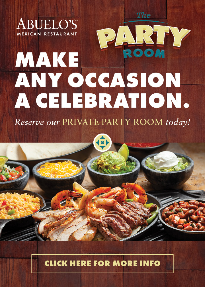 Make any occasion a celebration. Reserve our private party room today! Click here for more info.