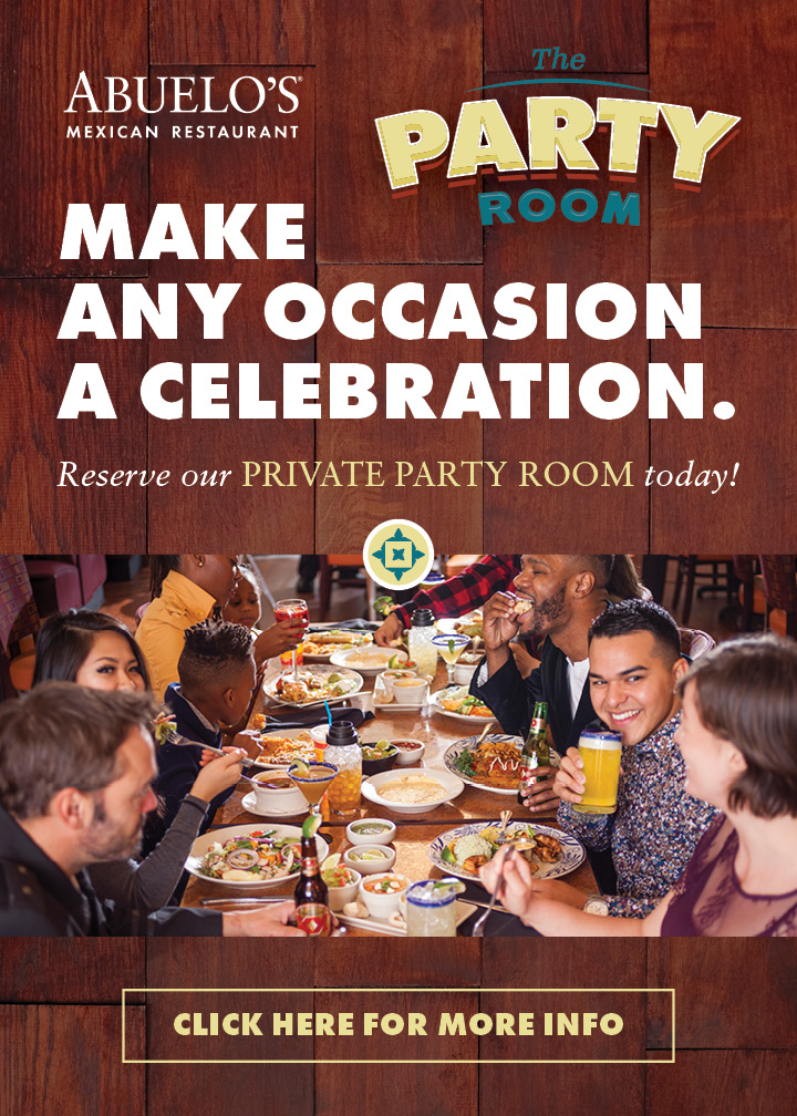 Make any occasion a celebration. Reserve our private party room today! Click here for more info.