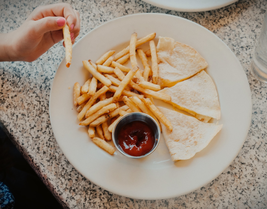 Kids Cheese Quesadilla and fries at Abuelo's