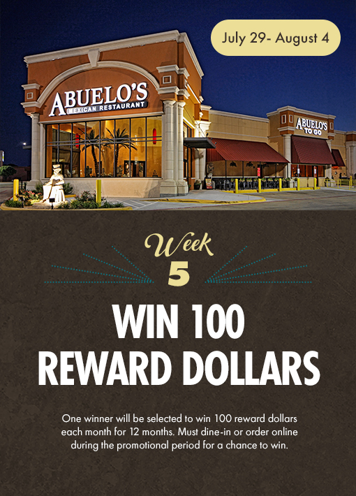 Reward: Week 5, July 29 – August 4: Win 100 Reward Dollars